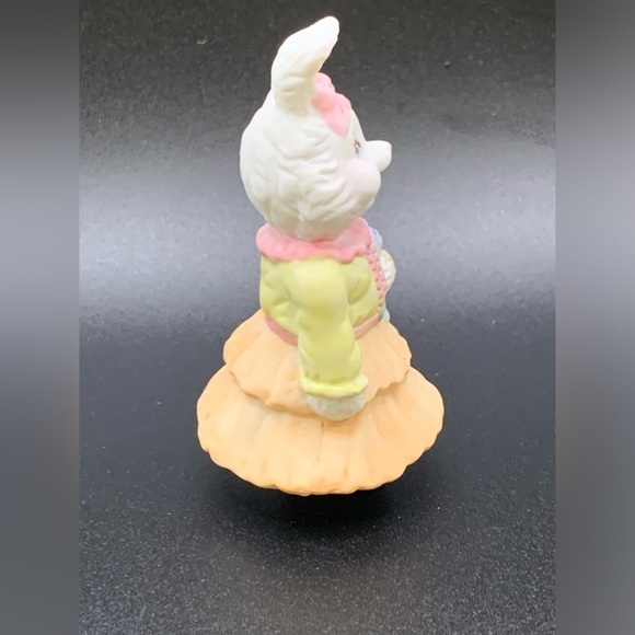 Vintage Delton Products Bunny Rabbit Girl Peach yellow Holding Stuffy Figurine - Picture 4 of 6